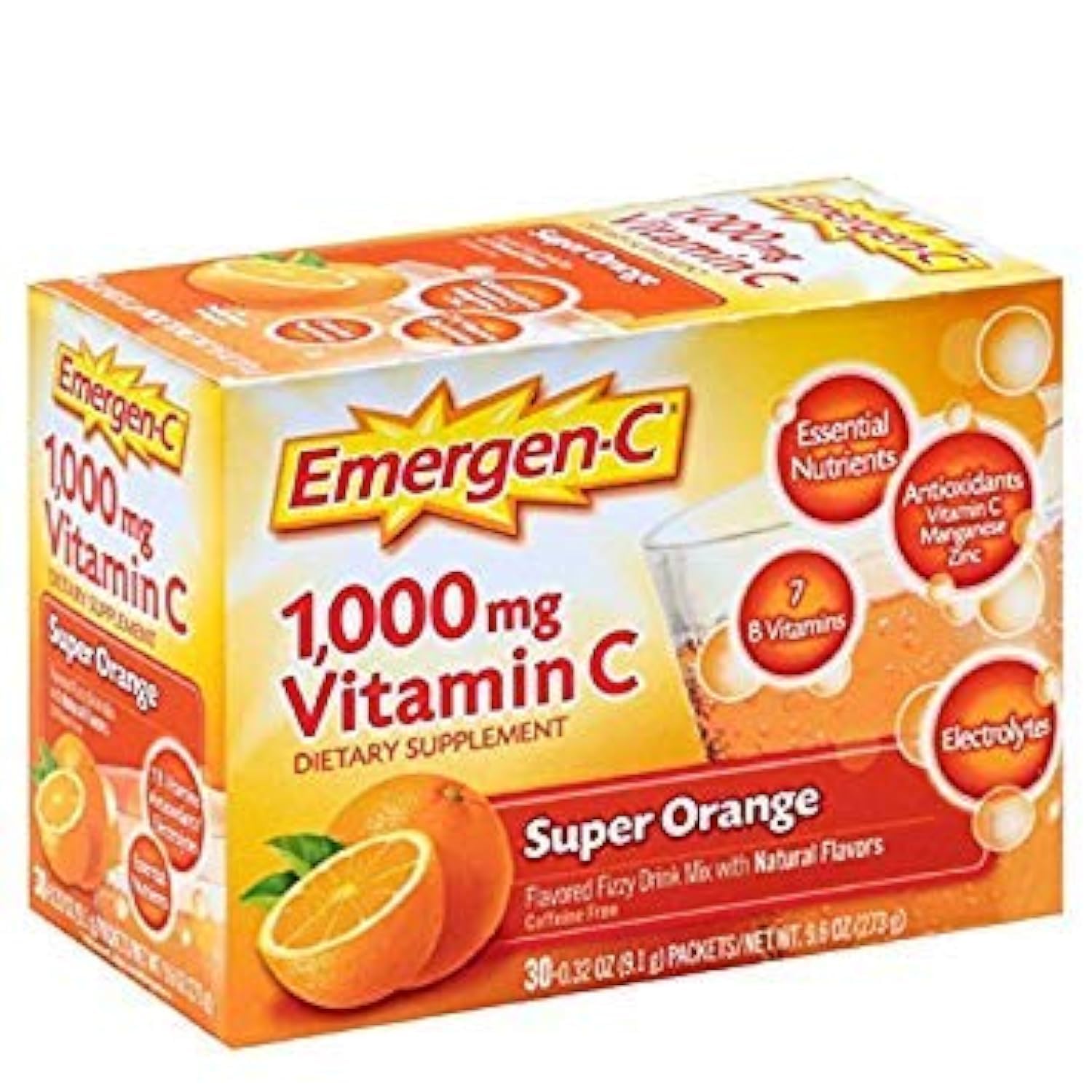 Emergen-C Súper Naranja 30 sobres paquete de 2 frente