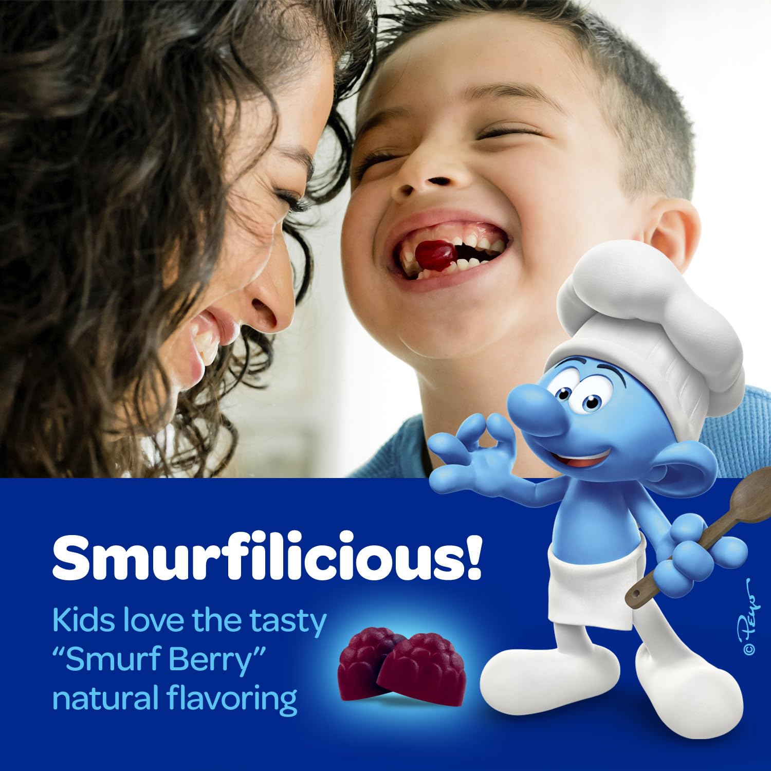 Empaque de 60 gomitas veganas Los Pitufos