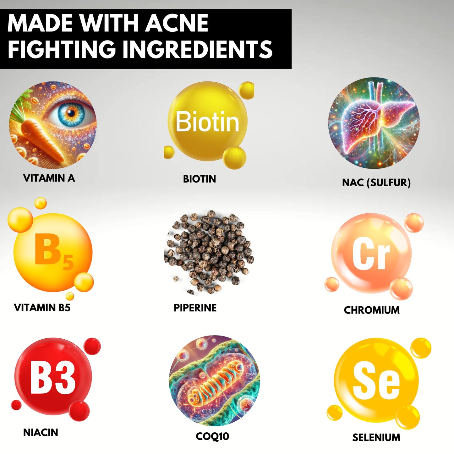 Empaque de Acnetame pastillas para acné y piel grasa