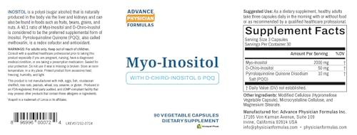 Empaque Advance Physician Formulas Inositol 90 cápsulas