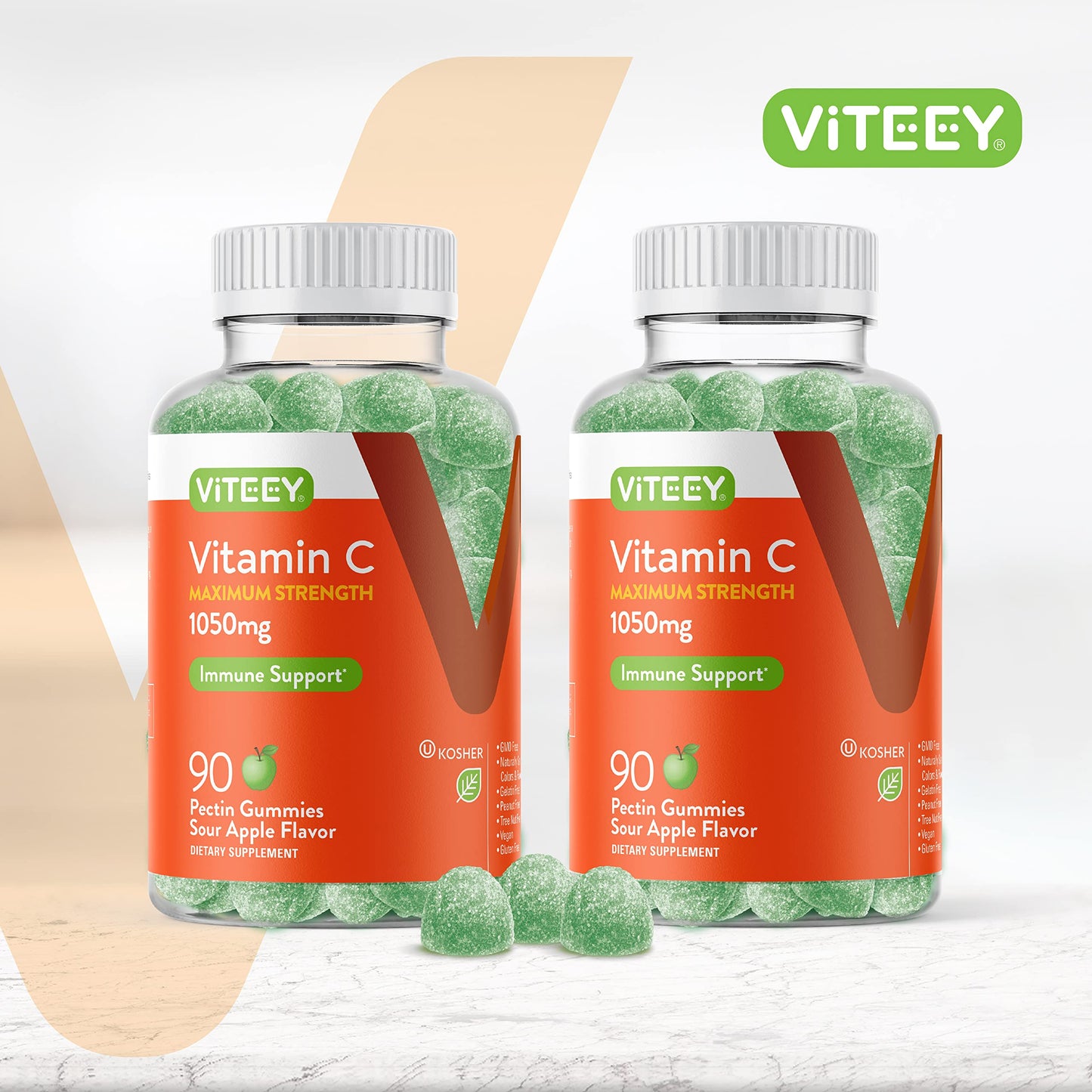 Empaque frontal gomitas vitamina c viteey 180 unidades