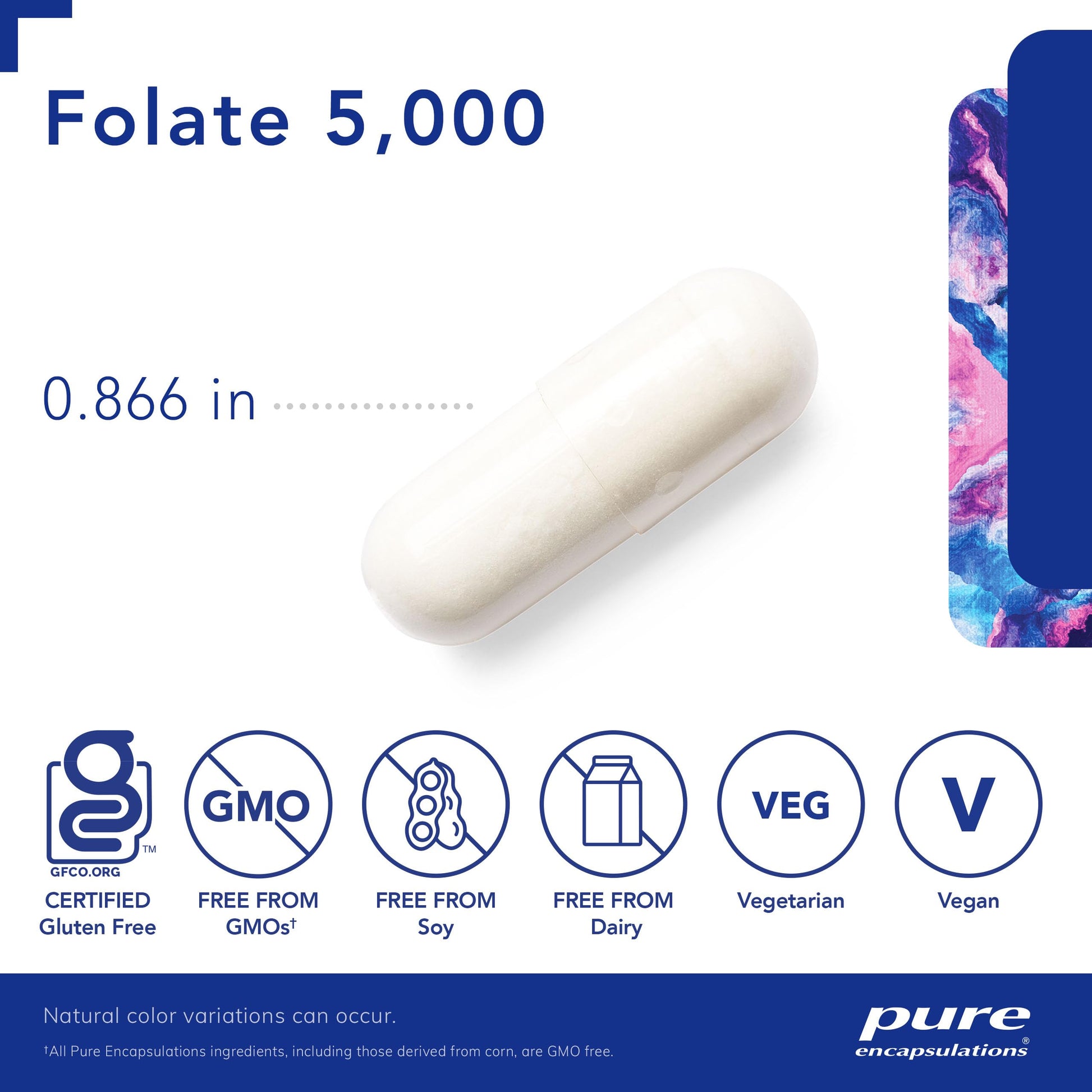 Empaque frontal Pure Encapsulations Folato 5,000 60 cápsulas