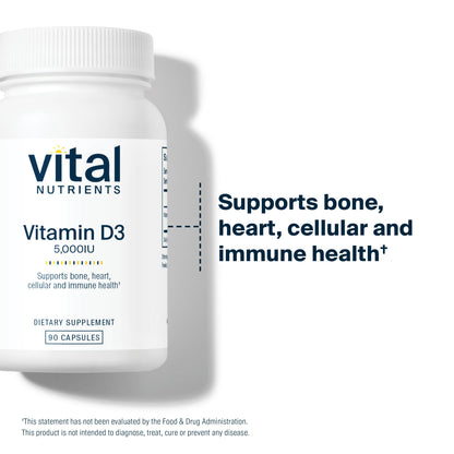 Empaque frontal suplemento vitamina d3 Vital Nutrients 5000 IU