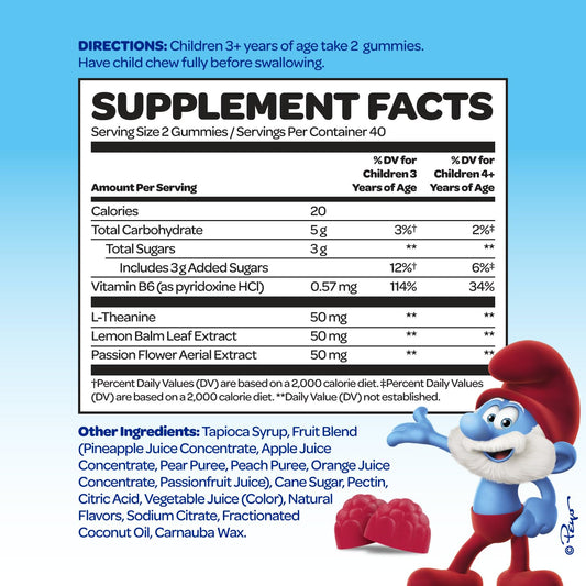 Empaque gomitas calmantes para niños Smurfs