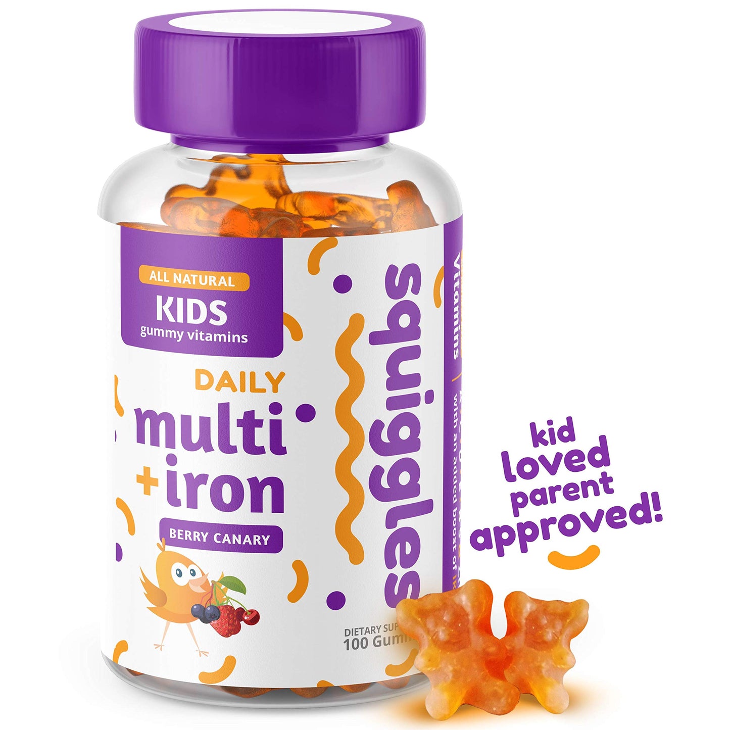 Empaque de gomitas multivitamínicas con vitaminas A, C, D, E
