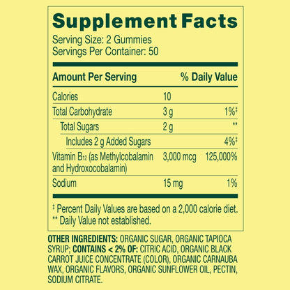 Empaque de gomitas de Vitamina B12, 200 unidades.