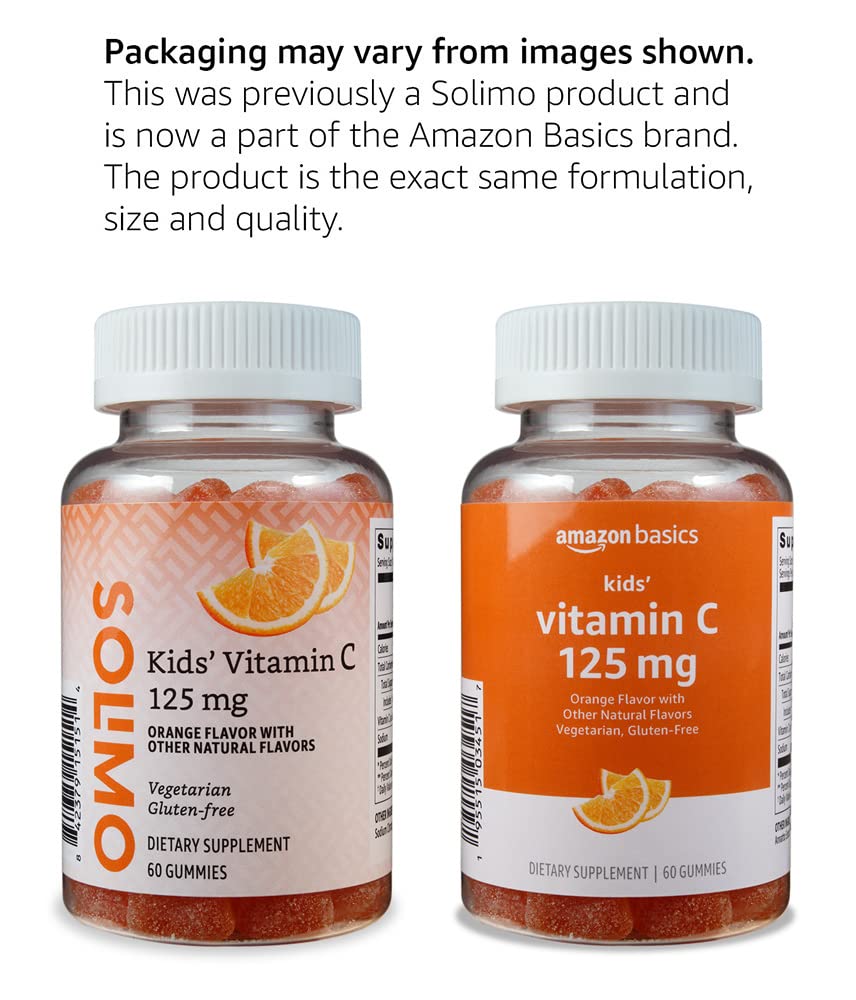 Empaque gomitas vitamina C Amazon Basics niños 60 unidades