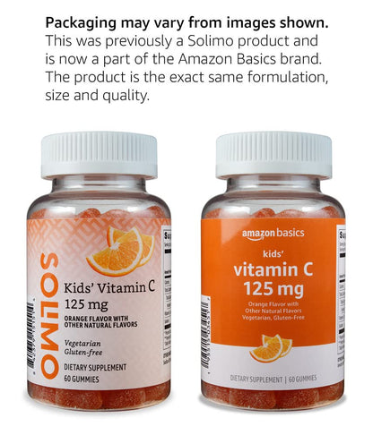 Empaque gomitas vitamina C Amazon Basics niños 60 unidades