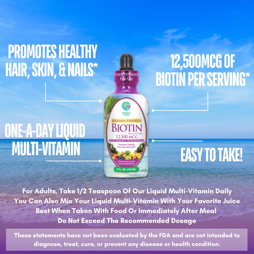 Empaque gotas líquidas biotina Tropical Oasis 4oz