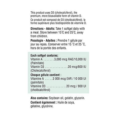 Empaque lateral vitaminas a y d jamieson