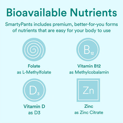 Empaque lateral vitaminas SmartyPants prenatal orgánicas multivitaminas