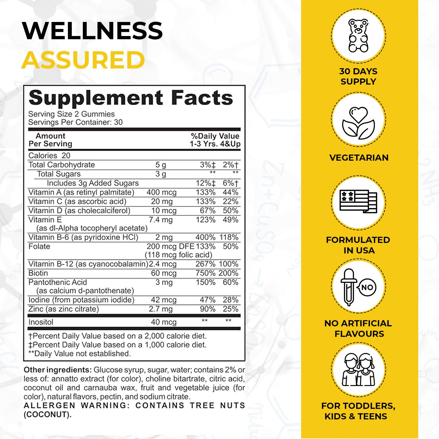 Empaque de multivitaminas BonnEarth para niños, 60 gomas