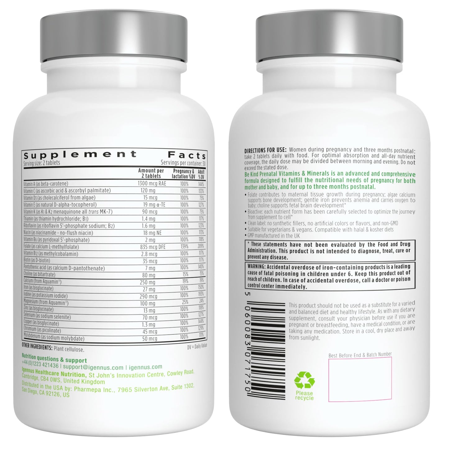 Empaque de multivitaminas prenatales Igennus