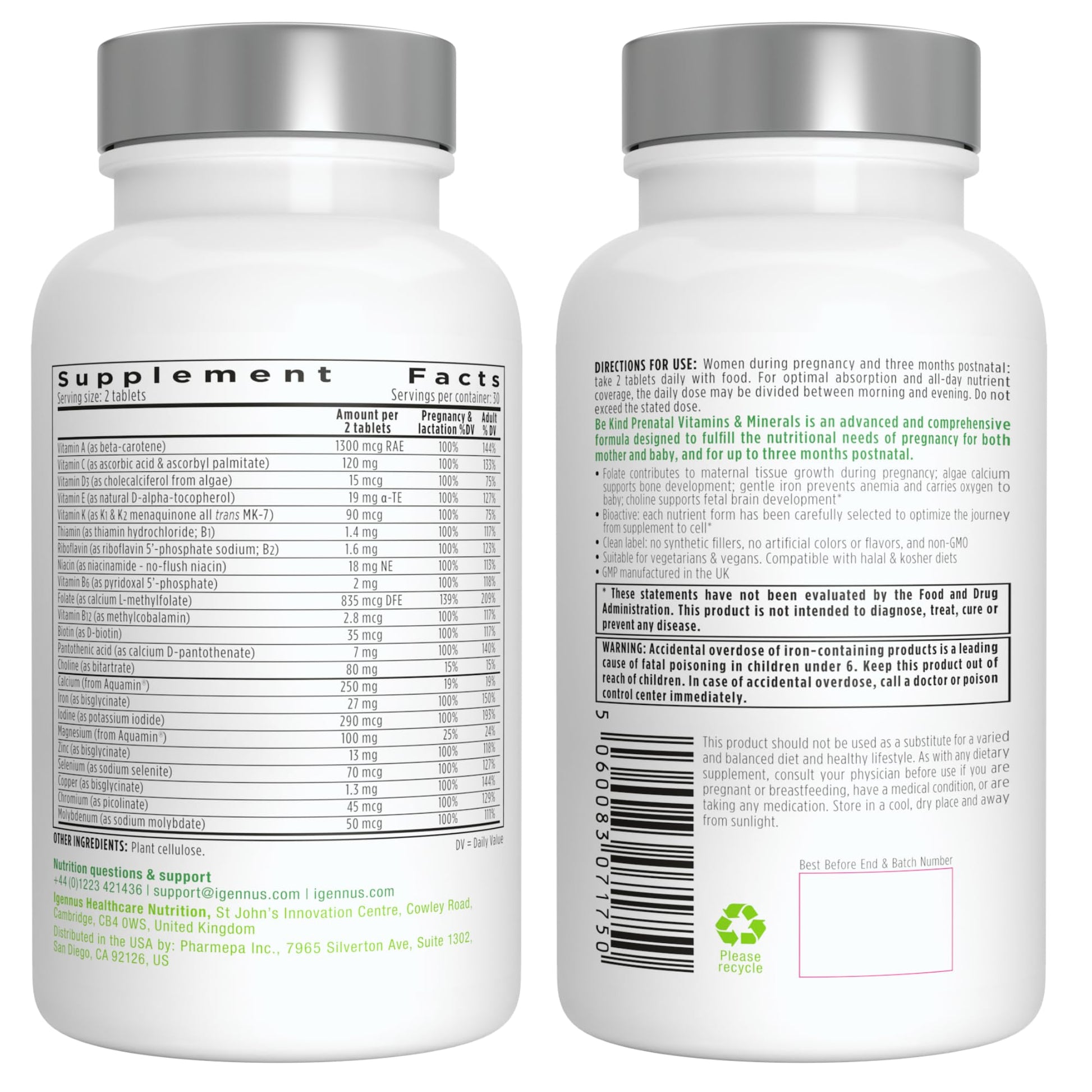 Empaque de multivitaminas prenatales Igennus