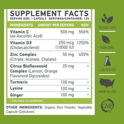 Empaque Muscle Food Labs ZDC Plus con vitamina C y cúrcuma