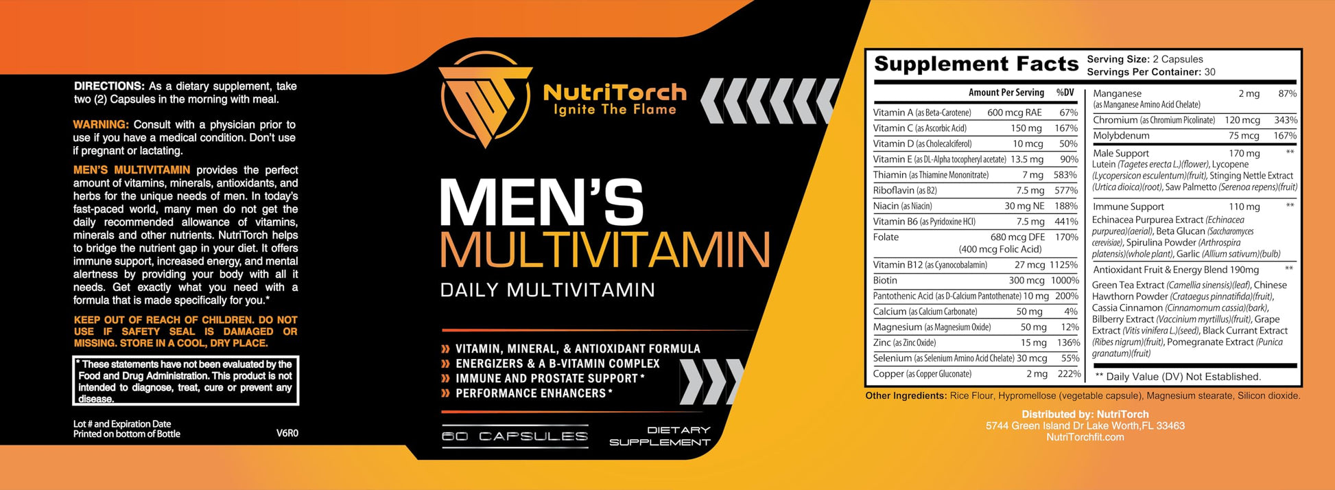 Empaque NutriTorch multivitamínico para hombre con antioxidantes