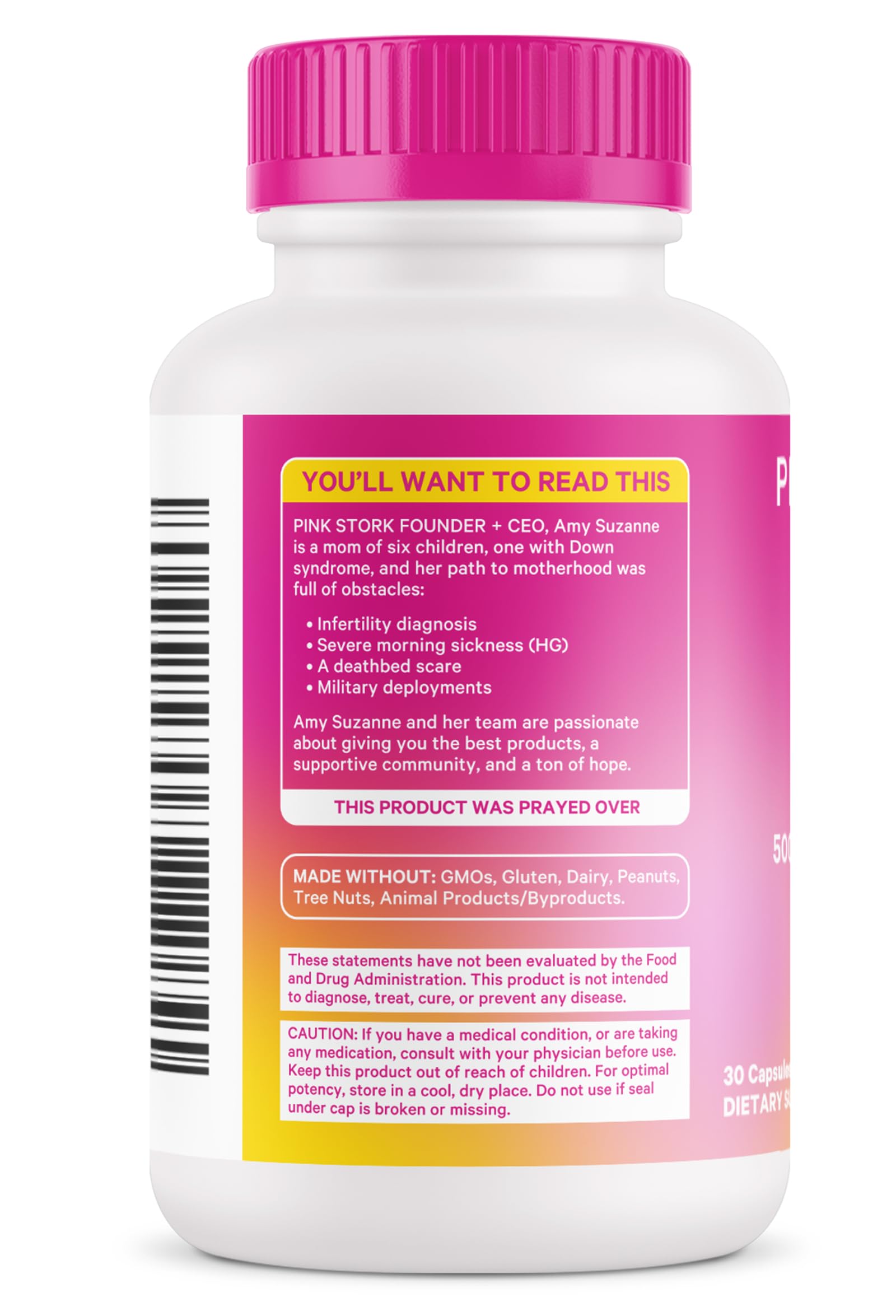 Empaque Pink Stork suplemento NAD+ 500 mg para mujeres