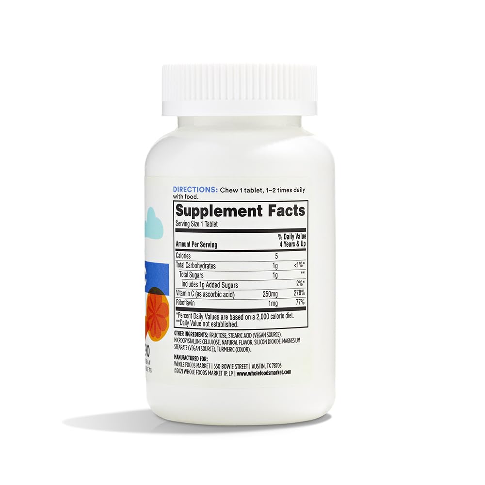 Empaque posterior vitaminas c masticables niños 365
