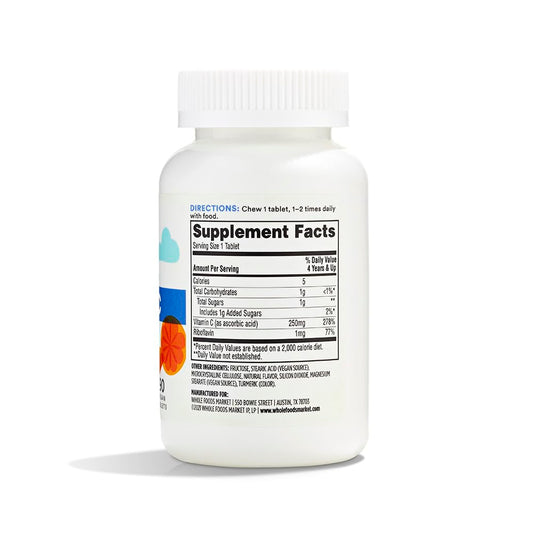 Empaque posterior vitaminas c masticables niños 365