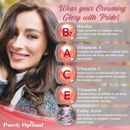 Empaque Purely Optimal vitaminas para cabello saludables