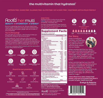 Empaque completo de Root'd vitaminas.