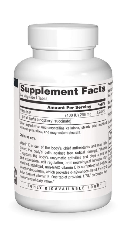 Empaque Source Naturals vitamina e antioxidante 60 tabletas