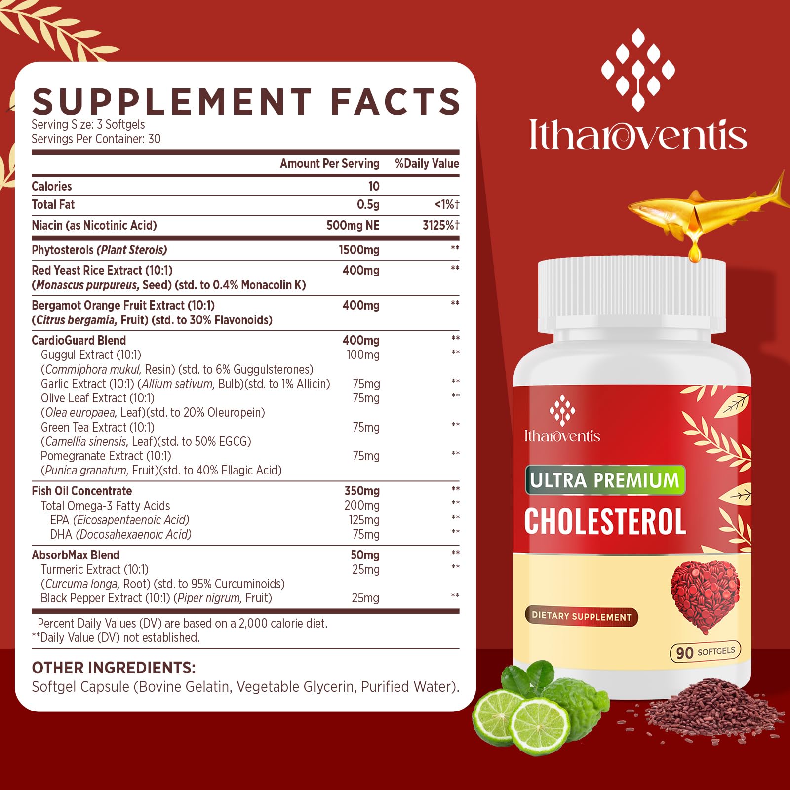 Embalaje frontal suplemento colesterol con esteroles vegetales
