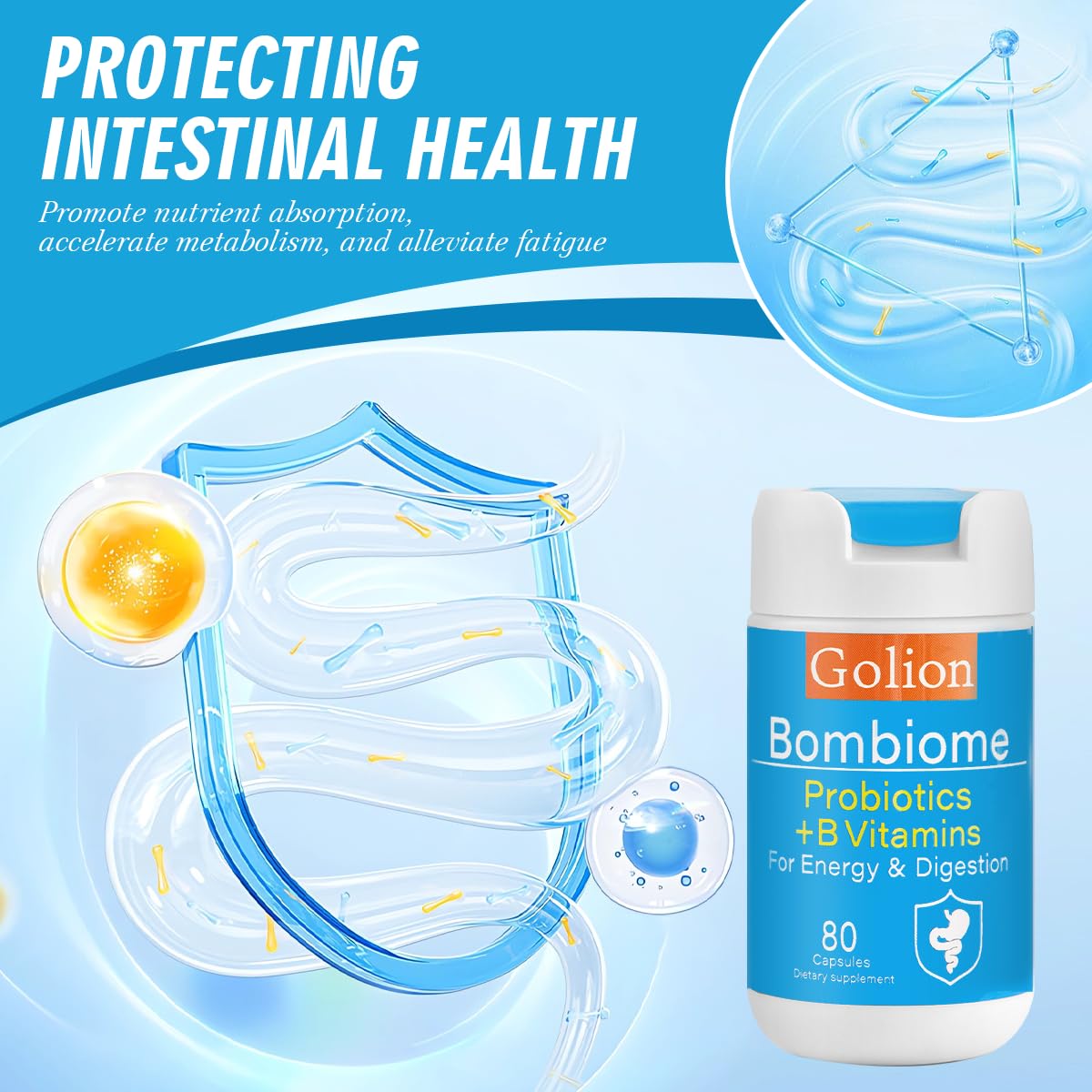 empaque de suplemento Golion con vitaminas B y probióticos