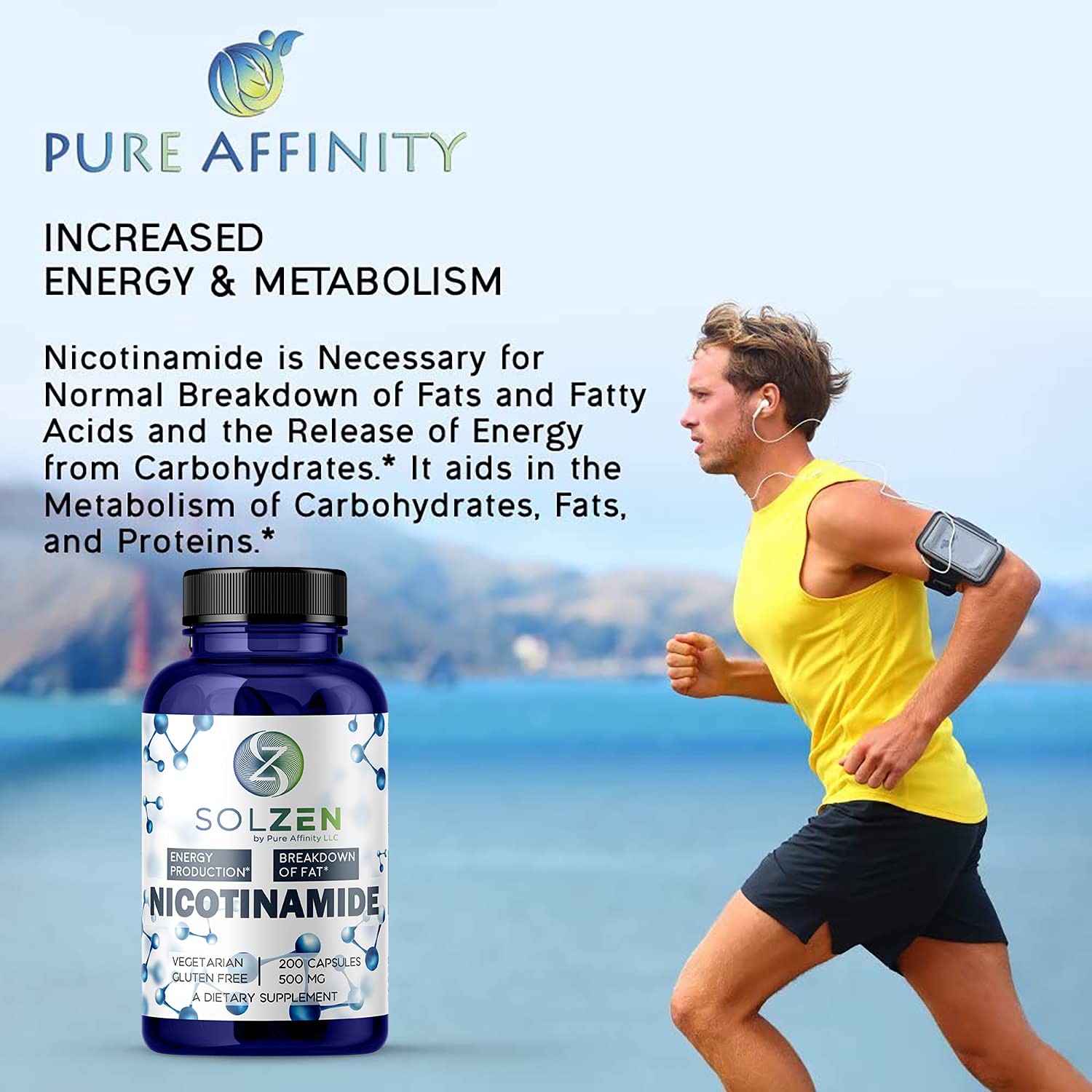 Empaque suplemento pure affinity nicotinamida 100 cápsulas