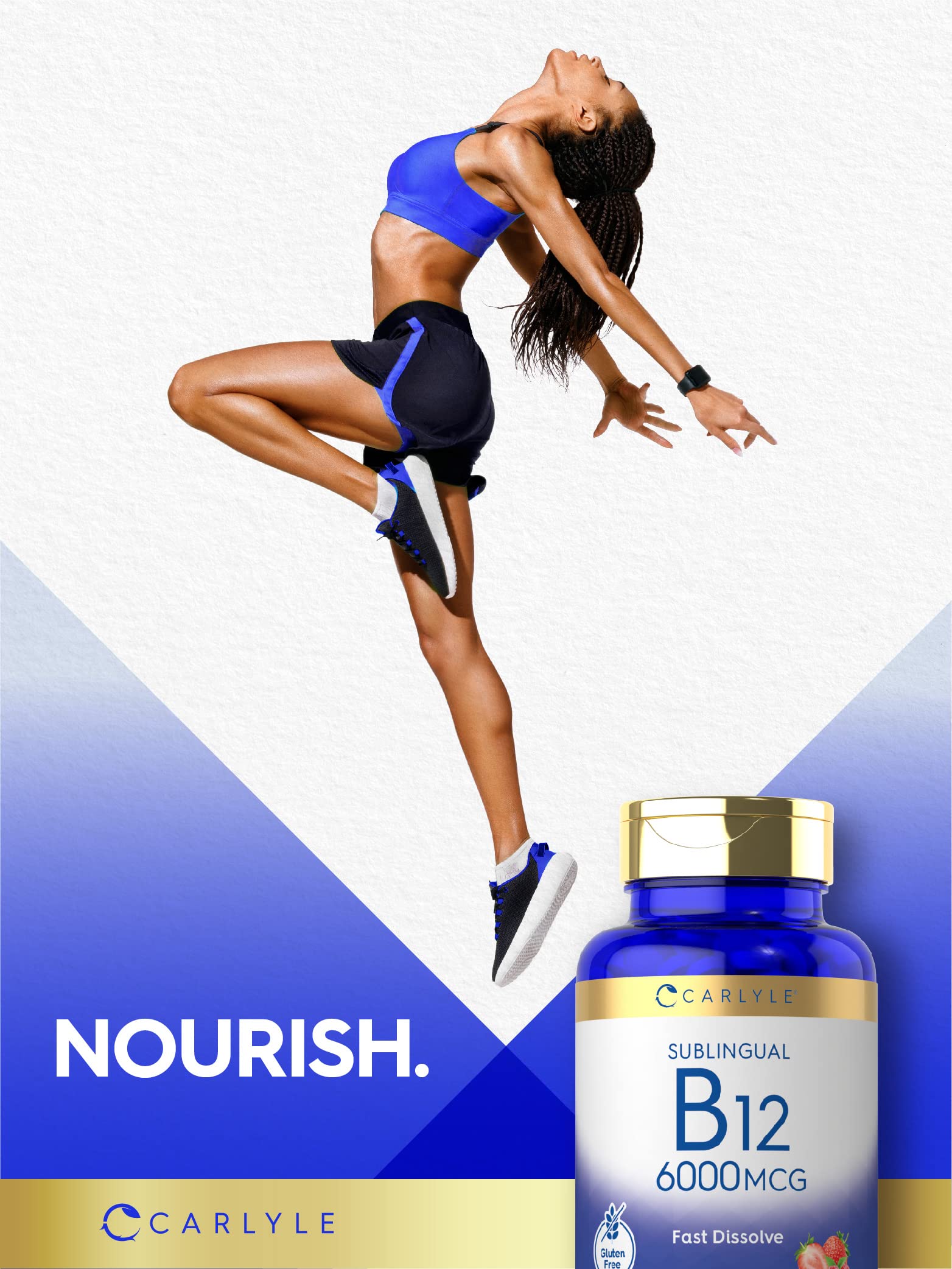 Empaque y tabletas sublinguales vitamina b12 Carlyle 6000mcg