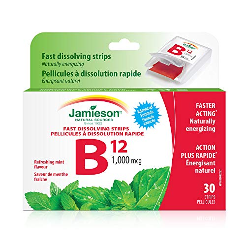 empaque de tiras de vitamina b12 Jamieson 30 unidades
