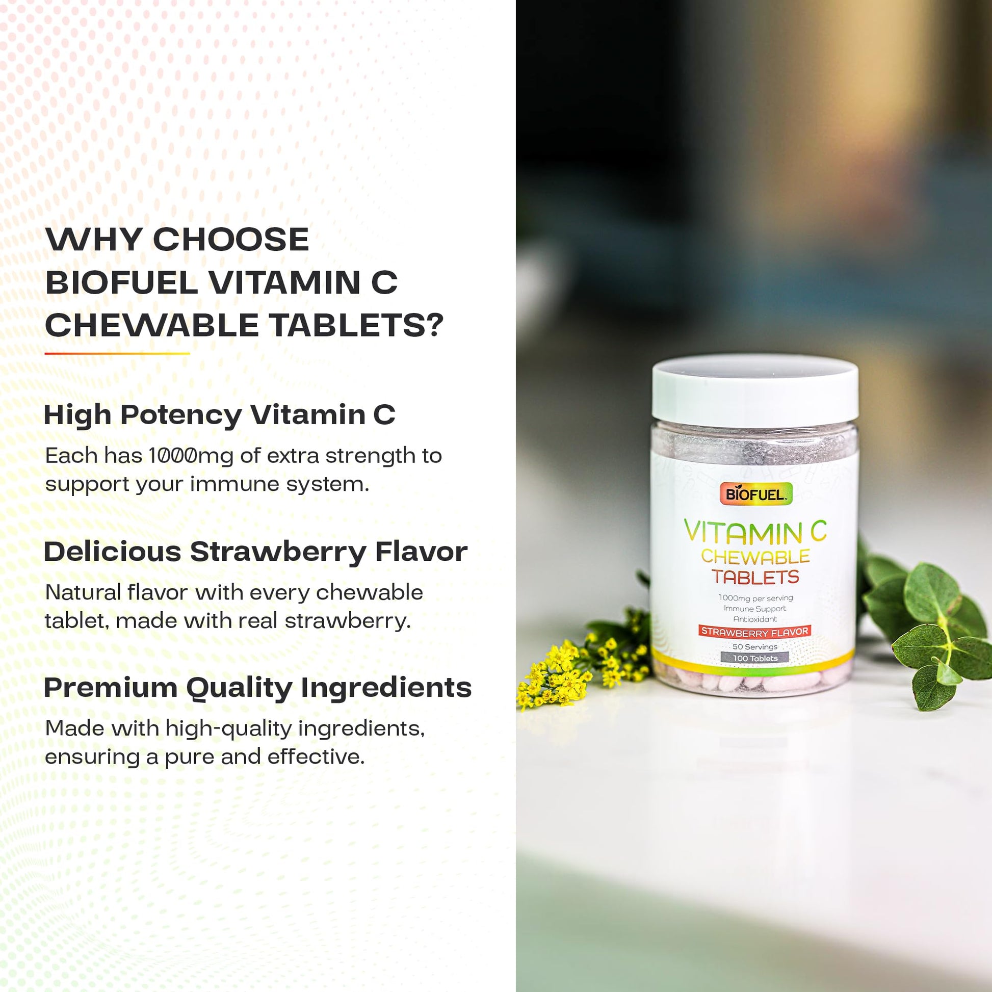 empaque trasero tabletas vitamina c masticable Biofuel