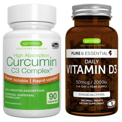Empaque de vitamina D3 diaria y cúrcuma Igennus