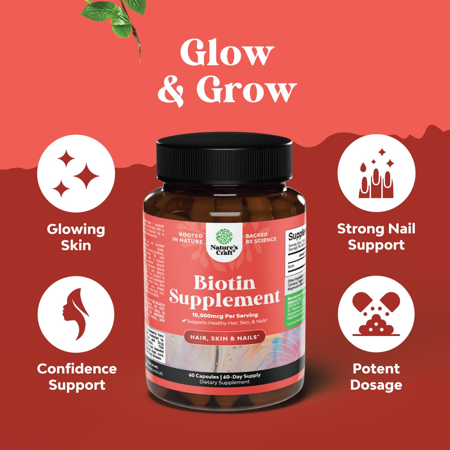 Empaque vitaminas biotina Natures Craft 10000 mcg
