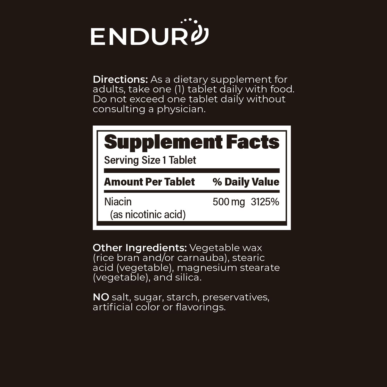 Endur-Acin suplemento premium vitamina B3 fabricación en USA