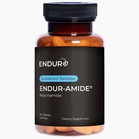 Endur-Amide NAD+ niacinamida suplemento botella frontal