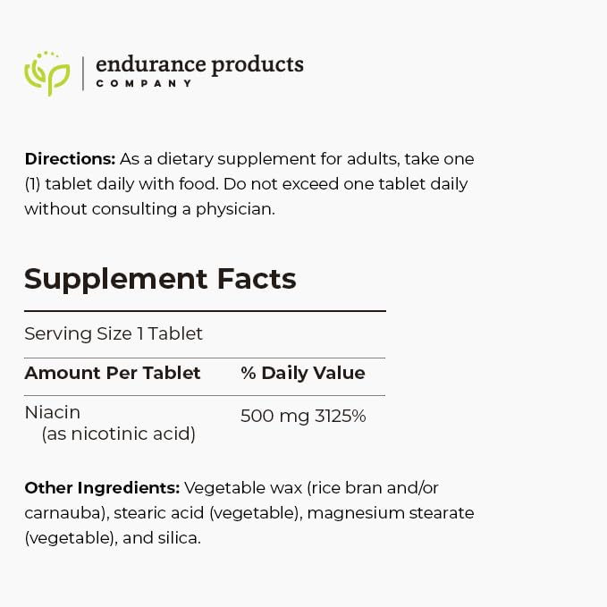 Foto del envase de suplemento Endurance niacina 500mg