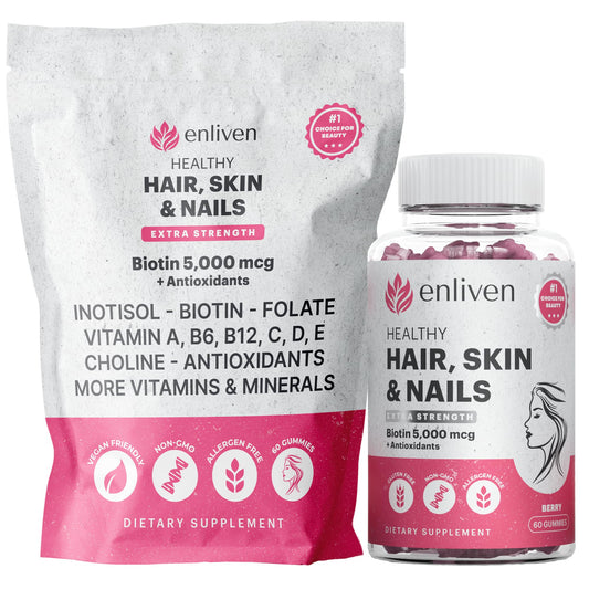 enliven gominolas biotina para cabello, piel y uñas sabor berry