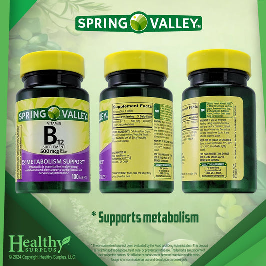 Envase de 100 tabletas Vitamina B12 Healthy Surplus