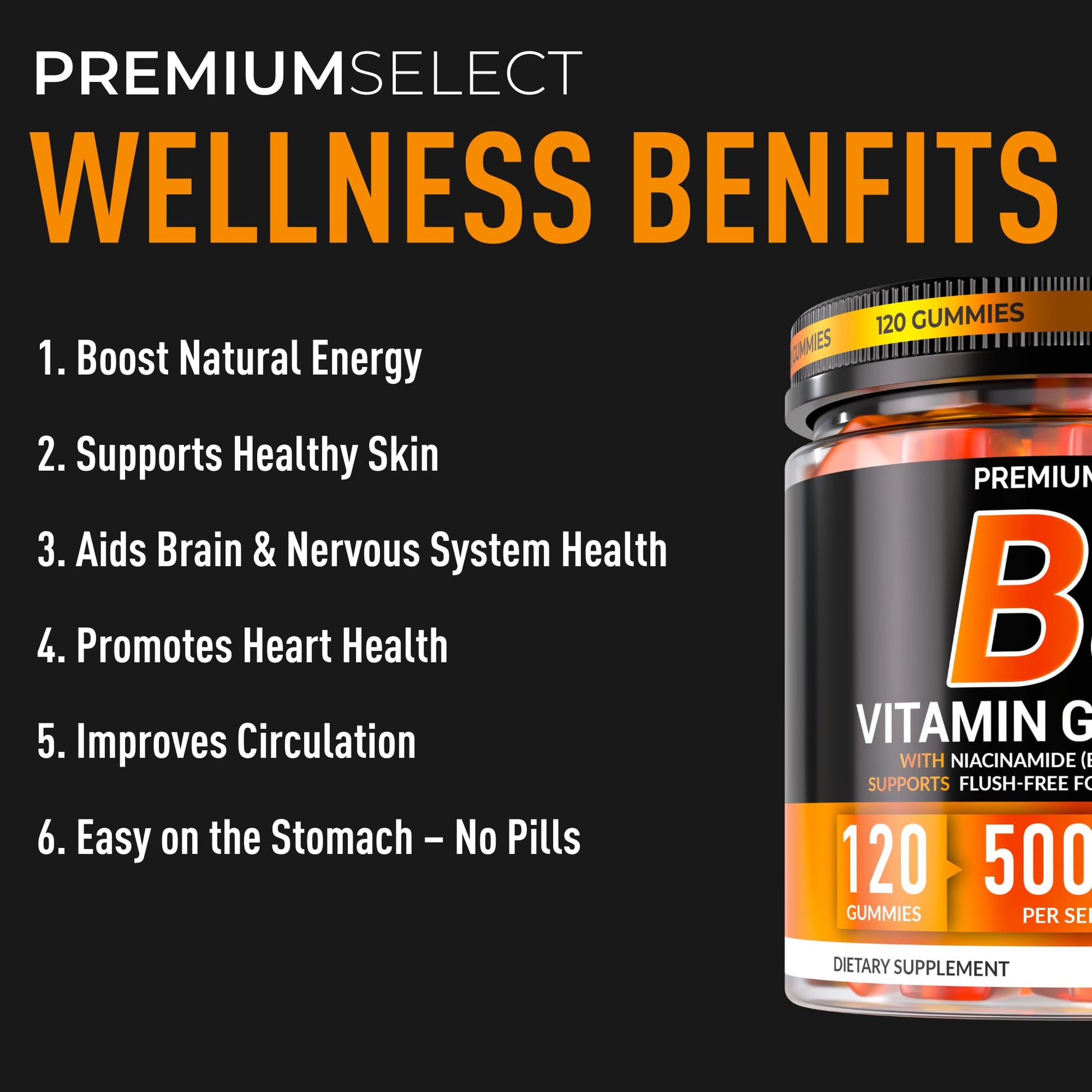 Envase de 120 gomitas vitamina b3 niacinamida 2 meses