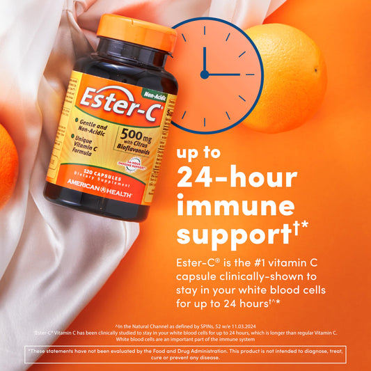Envase de American Health Ester-C con vitamina C y bioflavonoides