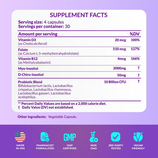 Envase balance hormonal y fertilidad con ácido fólico y probióticos