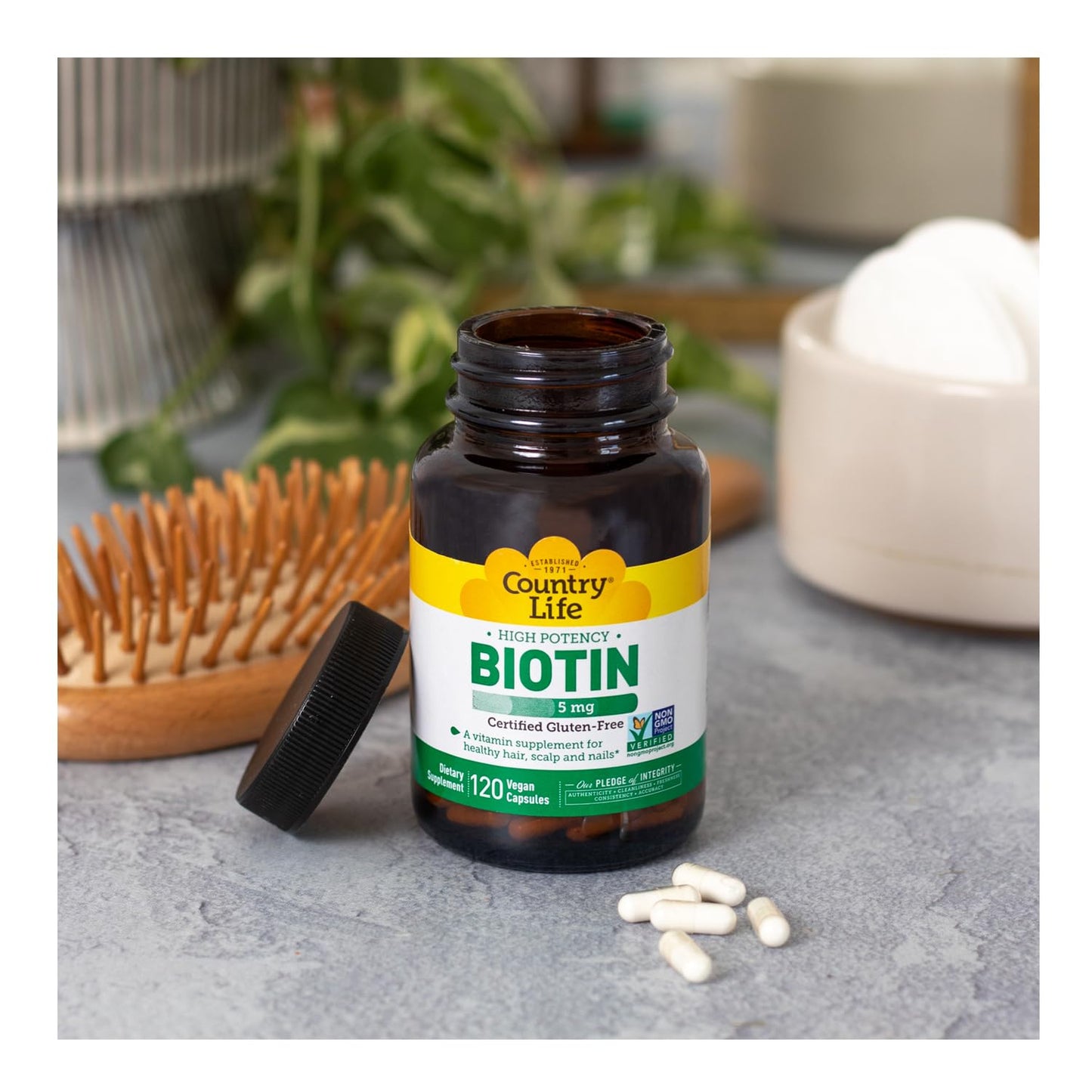 Envase biotina 5 mg cápsulas vegetarianas Country Life