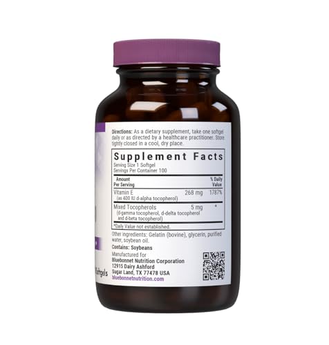 Envase Bluebonnet Vitamina E 400 UI tocoferoles