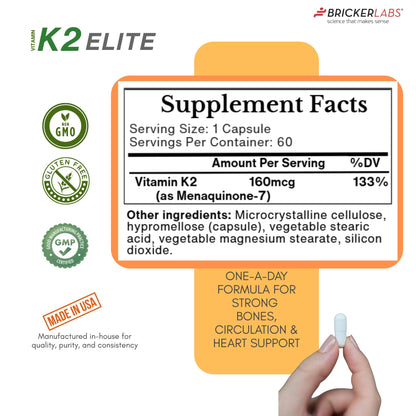 Envase Bricker Labs vitamina K2 MK-7 160mcg no GMO