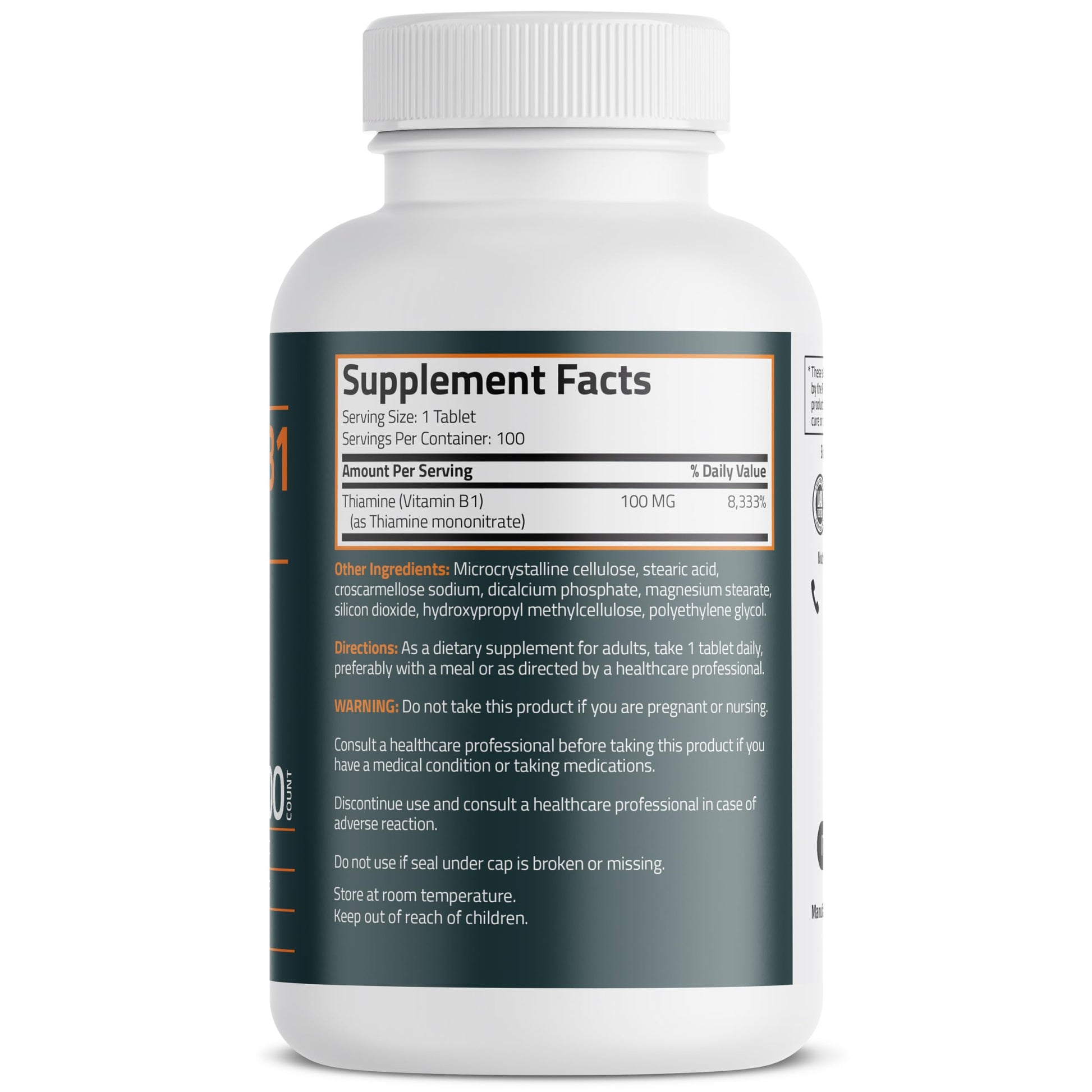 envase bronson vitamina b1 suplemento sin omgs y alergénicos