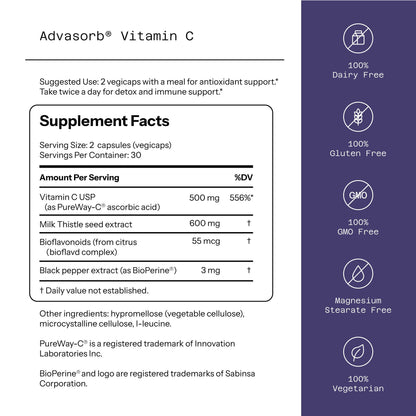 Envase calidad vitamina C Advasorb PureWay C BioPerine