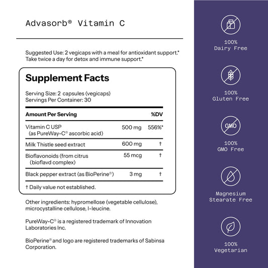 Envase calidad vitamina C Advasorb PureWay C BioPerine
