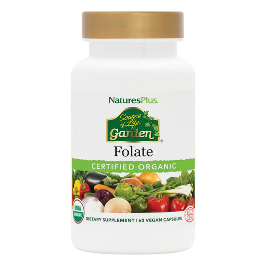 Envase cápsulas folato orgánico Source of Life NaturesPlus