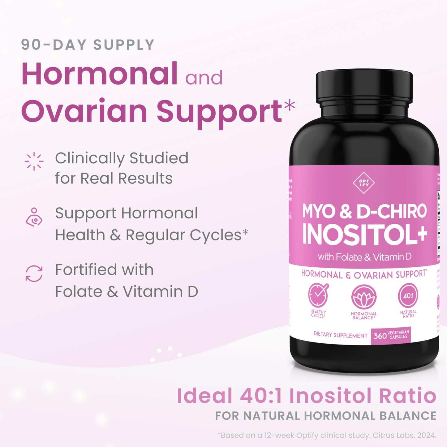 Envase cápsulas Optify Inositol 40:1 con folato y vitamina D
